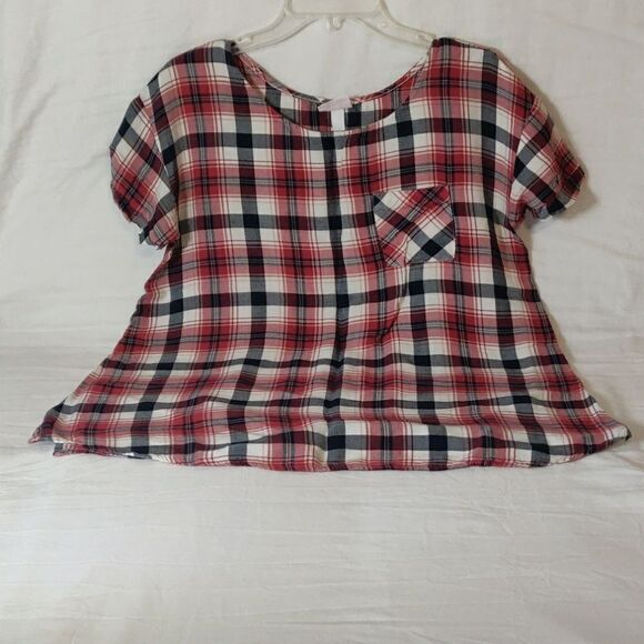 Isabel Maternity Red & Black‎ Plaid Pocket T-Shirt - Picture 1 of 6